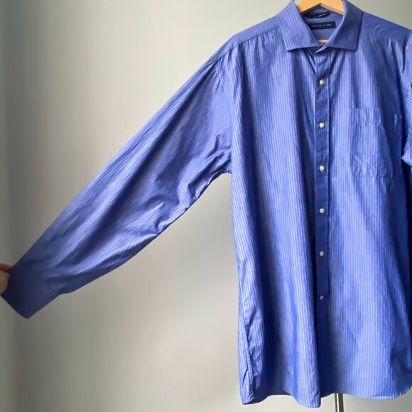 🍂 Classic Blue Pinstriped Chic Oversized Button Down Shirt by Tommy Hilfiger - Picture 4 of 8